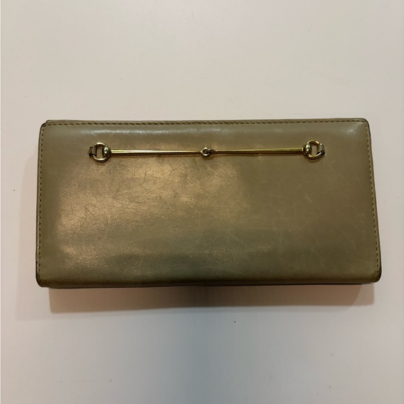 Vintage GUCCI Horsebit Taupe Leather Wallet Made in Italy - AUTHENTIC